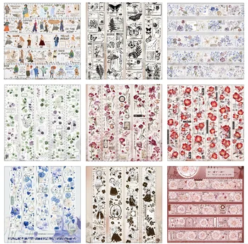 16 Dizainu, Lai Izvēlēties Jaunu Meiteņu un Ziedu Vintage Washi PET Lentes Collcetion