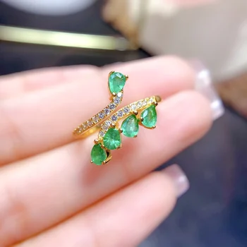 2022 All-new classic Emerald Sieviešu Gredzenu Autentisks S925 Sudraba Dimanta Ziedu Lojāls Pirkstu kāzu dāvana Sieviešu rotaslietas