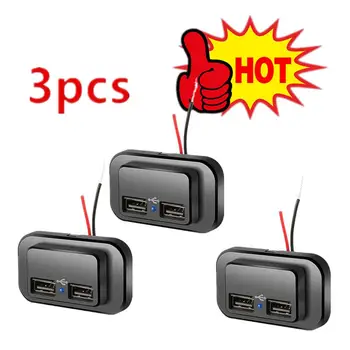 3pcs Dual Auto USB Lādētāja Ligzda 12V/24V 3.1 4.8 USB Uzlādes Kontaktligzda Barošanas Adapteri par Camper Motocikls ATV Kravas Laiva Auto RV