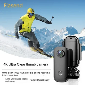 4K HD Anti-Shake Ūdens izturīgs C100+ Ķermeņa Nēsā Kameru Daivings, Slēpošana, Riteņbraukšana DV Ieraksti Āra Thumb Cam Mini Kameras