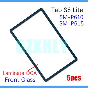 5gab Samsung Galaxy Tab S6 Lite P610 P615 Priekšējais Stikls Ar OCA (Nav Touch Digitizer) Ārējā LCD Ekrānā Paneļa Nomaiņa