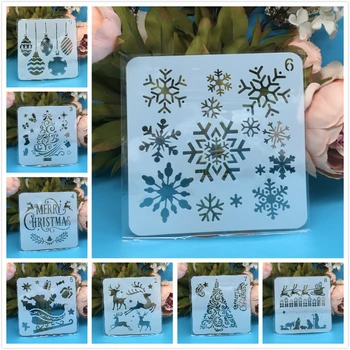 8Pcs/Set 5inch Merry Christmas Snowflake DIY Layering Trafareti Gleznu Albums Krāsošana ar Spiešanu Albumu Dekoratīvās Veidne