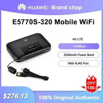 Atbloķēt Huawei E5770S-320 Mobilo WiFi Pro Router 150Mbps Signāla Atkārtotājs 4G LTE Kabatas MiFi Ar RJ45 Portu 5200mAh Power Bank