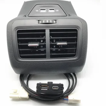Auto LHD Aizmugurējā Sēdekļa Gaisa Ventilācijas Izvads USB&C Tipa lādētāju, USB Uzlādēšana Ligzda Adaptera Kabelis vadu josta vw Golf 7 MK7 7.5