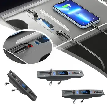 Auto USB Lādētāja Ievelkamu Vadu Ātru Lādētāju, USB Šunta Mezgls Paplašināšanu, Centra Konsolē Viedo Sensoru Piederumi Modelis 3 M7T2