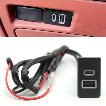 Auto USB Lādētāja PD Ātri Telefonu Uzlādes QC3.0 Dual Port Interfeisa Ligzda Adapteris Nissan Paladin Patrol Y60 Y61 Piederumi