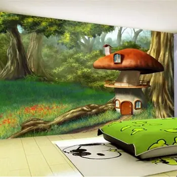 beibehang Custom tapetes, 3d foto sienas radošo vienkārši pasaku pasaules sēņu māja bērnu istabas fona tapešu