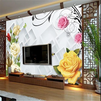 beibehang Custom tapetes, 3d stereoskopiskās rožu rotangpalmas Eiropā TELEVIZORA fona tapetes dzīvojamā istabā, guļamistabā sienas papel de parede