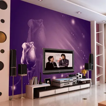 beibehang lielu tapetes, sienas TELEVIZORA fona tapetes ūdensizturīgs violeta romantisks rožu fonu papel de parede para channel