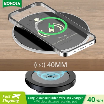 Bonola Qi Mobilo Telefonu Galda Slēptu Bezvadu Lādētājs, Turētājs, tālsatiksmes Indukcijas Bezvadu Lādētājs priekš iPhone/Samsung Maksas