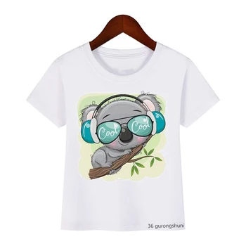 Bērnu t gudrs koala koka karikatūra izdrukāt zēnu t krekls vasaras modes meiteņu t-krekls gadījuma bērniem tshirt kamzolis topi