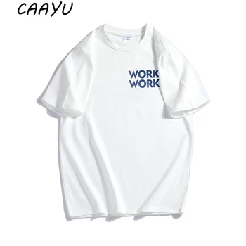 CAAYU Vīriešu Lielgabarīta T-Krekls Vīriešiem 2022 Tees Japāņu Streetwear Hip Hop Streetwear Harajuku Kokvilnas Balts Burts T-Krekli Vīriešiem