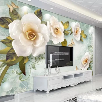 Custom tapetes, 3D sienas reljefs rožu Eiropas retro dzīvojamā istabā tapetes 5d dekoratīvās glezniecības 8D Hotel de papel salīdzinot обои