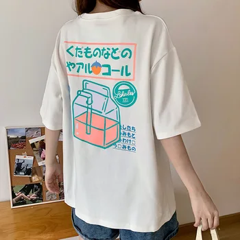 Cute Karikatūra Saldu Meiteņu T-krekls Japāņu Streetwear Harajuku Kawaii Ikdienas Topi ulzzang Vasaras Sieviete Tshirts