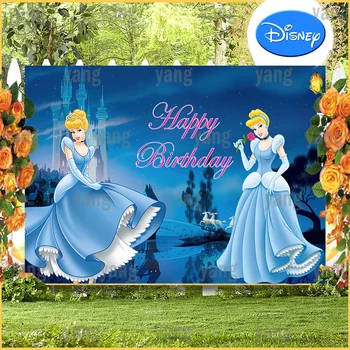 Disney Pils Pelnrušķīte Princess Romantisks Rožu Fonu Tumša Nakts Fona Meitenes Happy Birthday Party Baby Dušas Banner