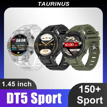 DT5 Sporta Smart Skatīties 1.45 collu HD Ekrāns Vienmēr uz Displeja Bluetooth Zvanu sirdsdarbība IP68 Ūdensnecaurlaidīga 150+ Sporta Smartwatch Modeli
