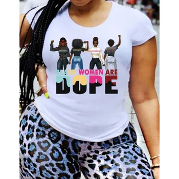 Eiro-amerikas Stila T-krekls Feministu Āfrikas Meitene Drukāt Sieviešu Crewneck Brīvs T-krekls Top Modes Meitene T-krekli Estētisko
