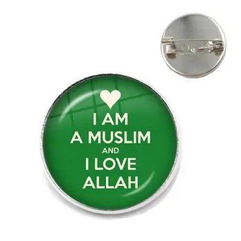 Es Esmu Musulmanis, Un es Mīlu Allah Piespraudes 20mm/25mm Stikla Cabochon Dievs Allāhs Sakausējuma Apkakles Adatas Islāma Reliģisko Dāvanu