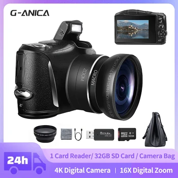 G-Anica 4K Digitālo Kameru Ultra 48MP Kamera Vlogging Kamera ar Platleņķa Objektīvs 16X Digital Zoom 3,0 Collu Ekrānu Fotokamera