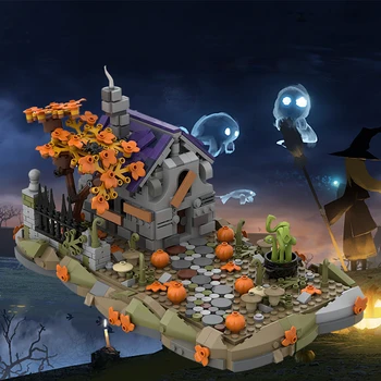Gobricks Halloween Tēmu KM-118096 Viduslaiku Raganu Māju Celtniecības Blokus Uzstādīt Terora Māja Puzzle Izglītības Ķieģeļu Modelis Rotaļlietas