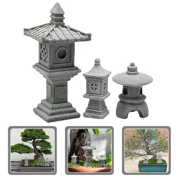 Japāņu Torņa Gaismas Apdares Pagoda Statuju Miniatūras Statuetes Dārza Rotājumi Zen Statujas Āra DIY Bonsai Modelis Akmens