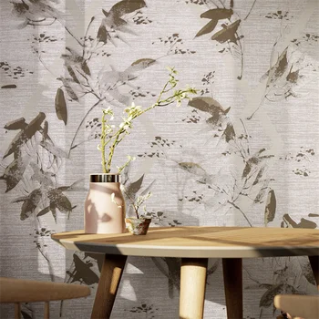 Jauna, Ķīniešu stila dārzs, ziedi, lapas, bambusa lapām neausta tapetes dzīvojamā istabā, guļamistabā studiju fona sienas papier peint