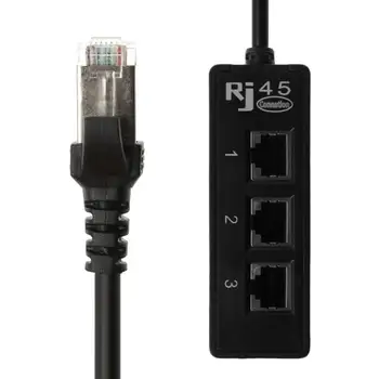 LAN Ethernet Tīkla RJ45 1 Līdz 3 Savienotājs Sadalītāja Adaptera Kabelis 3 x RJ45 sievišķais Savienotājs 1 x RJ45 Vīriešu Pievienojiet Datoru Kabeļi