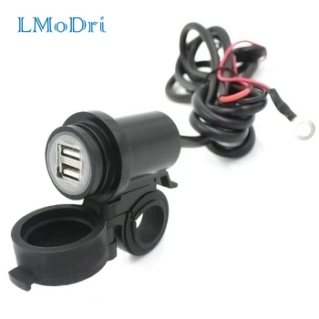 LMoDri Bezmaksas piegāde jaunu universālu 12V Dual USB Motocikla Auto Ūdensizturīgs Jauda Rozetē Lādētāju GPS Tālrunis + Turētājs
