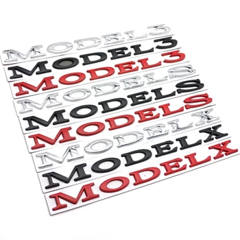 Metāla Auto Bagāžnieka Uzlīmi, Emblēmu, lai Model3 Modeļi ModelX Vēstuli Logo Sānu Aizmugures Emblēma Auto Decal Apdare Piederumi