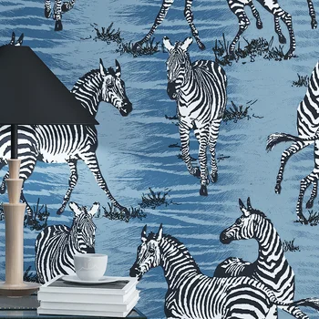 Mūsdienu Kagit Duvar Dzīvojamā Istabā Tapetes Zebra Personalizētu Flocking Ne Austi Tapešu Rullis Frizētava, Telpas Sienu Gleznojumi