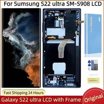 Original LCD ekrāns ar Rāmi, Pieskarieties Ekrānam Digitizer Montāža, Samsung Galaxy S22 Ultra 5G, SM-S908, 6.8