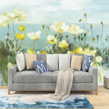 Pasūtījuma Eiropas, Amerikas pastorālo ziedu foto tapetes, eļļas glezna sienas tapetes dzīvojamā istabā TV fonā mājas dekoru