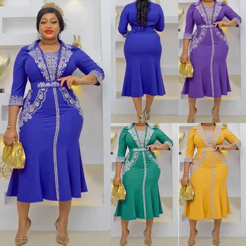 Plus Lieluma Āfrikas Kleitas 2023 Elegants Sieviešu Dashiki Āfrikas Drēbes Ankara Tērpiem Musulmaņu Turcija Kāzu Puse, vakarkleita