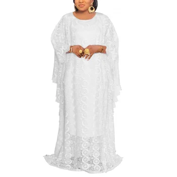 Plus Lieluma Āfrikas Puse Kleitas Sievietēm Balta Mežģīņu Boubou Drēbes Dashiki Ankara 2 GAB. Komplekts Tērpiem Kleita Kaftan Musulmaņu Maxi Kleita
