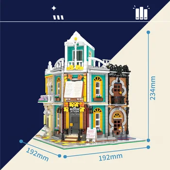 Radošā KM Streetscape Mini Bloka Stūrī Grāmatnīca Ēka, Ķieģeļu Apkopot Rotaļlietu Kolekcija Pilsētas Street View Skaitļi Dāvanas