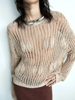 Rudens jaunās sieviešu modes Eiropas un Amerikas visas spēles ārvalstu stila žakarda pinuma trikotāžas džemperis