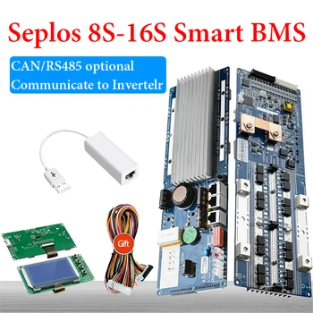 Seplos Li-ion LiFePo4 BMS 48V VAR/RS485 Valdes Bluetooth, Sazinās, lai Inverter 10E 8S 13S 14.S 15S 16S 50A 100.A 150A 200A