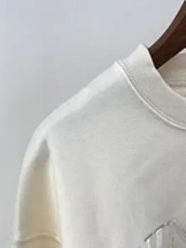 Sieviešu Džemperi Vēstuli Izšuvumi O-veida Kakla garām Piedurknēm Gadījuma Kokvilnas sporta Krekls
