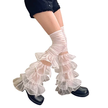 Sieviešu Kāju Sildītāji Mežģīnes, mežģīņu Raibs Ilgi Augšstilba Augstu Zeķes Boot Aproces Segtu Streetwear