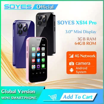 SOYES XS14 Super Mini Mobilo Telefonu 4G LTE 3GB 64GB Android 9.0 Quad Core 3.0 Collu 2600mAh Face ID Type C OTG Mazo Viedtālrunis