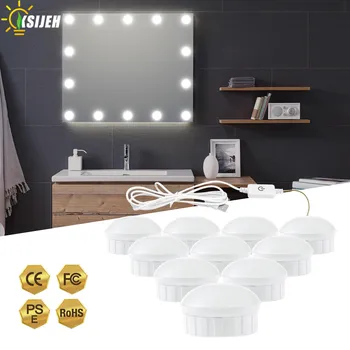 USB 12V LED dekoratīvās Kosmētikas Spoguļi Spuldzes 2 6 10 14 gab Spuldzes Komplektā Pieskārienu Regulējamas 3 Krāsas Holivudas tualetes galdiņš Tualetes Spoguli, Lampas