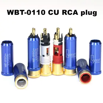 WBT-0110 Cu Tīra Vara Zelta Pārklājumu RCA plug HiFi Audio kabeli, kontaktdakšu Lotus Ligzda RCA savienotājs