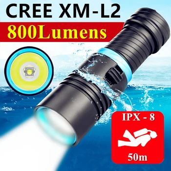 XM-L2 Ūdensizturīgs Niršanas un Zemūdens 50 Metru LED Niršanas Lampiņu Lukturīši Zemūdens Lampas Gaismas Camping Lanterna Ar Bezpakāpju dimming