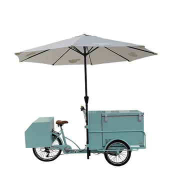 Āra Saldējuma Kaste Saldētava Grozs Tirdzniecības Tricikls, Elektriskie Mobilo Fast Food Kafijas Velosipēds Ar Saules Enerģiju